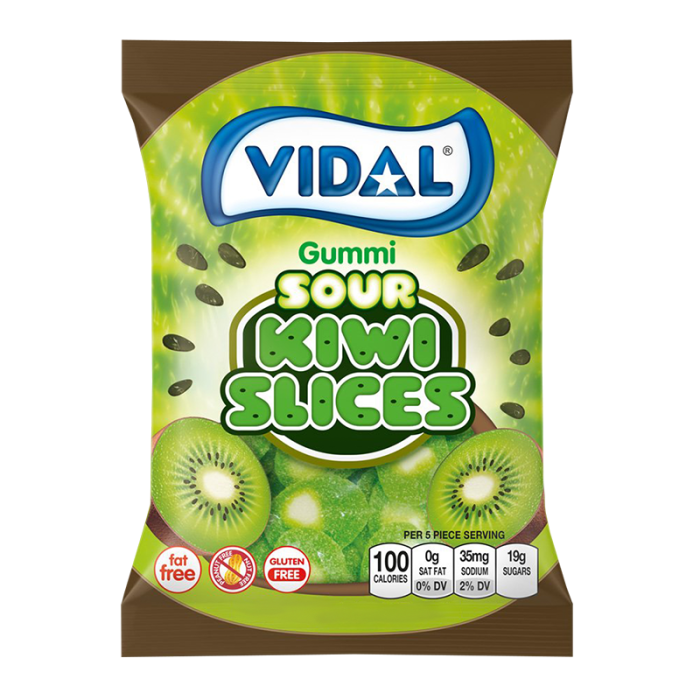Vidal Sour Kiwi Slices Candy Peg Bag (100g) - Spain