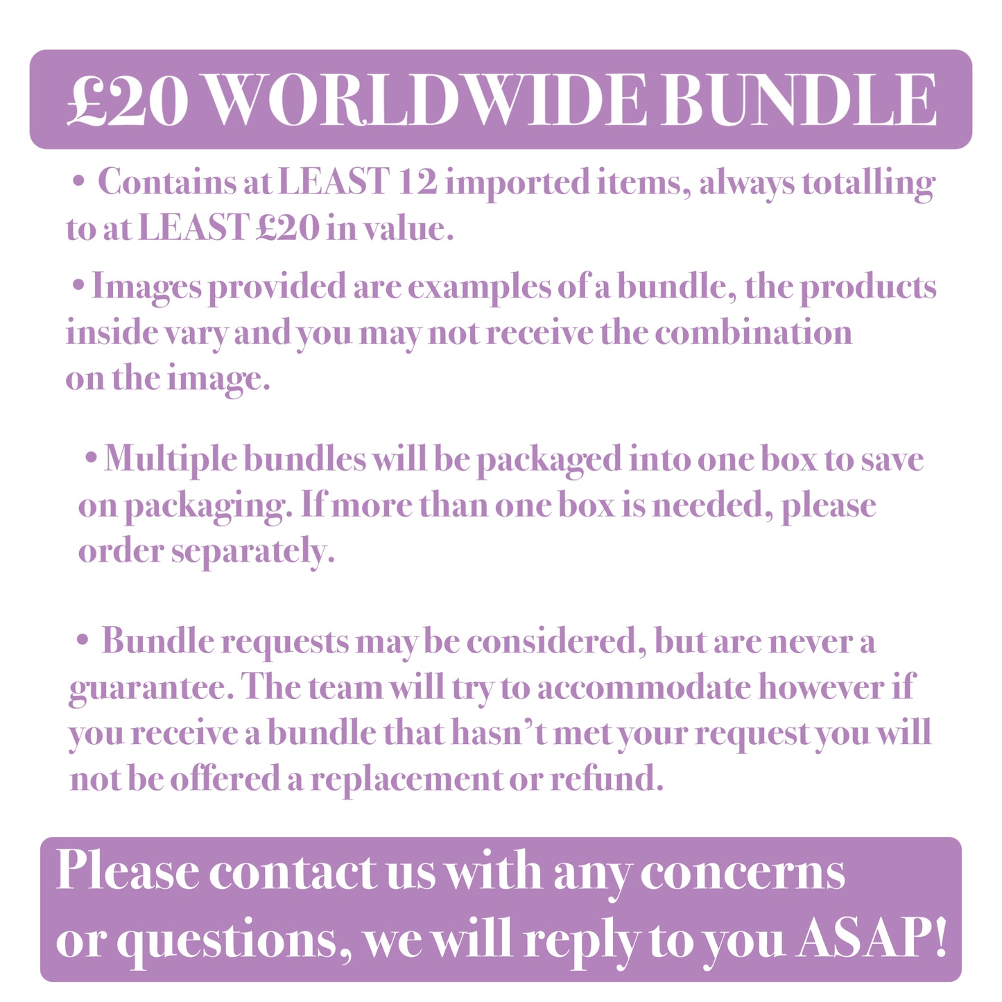 £20 WORLDWIDE BUNDLE: INCLUDES DRINK, SWEETS, CHOCOLATE & CRISP