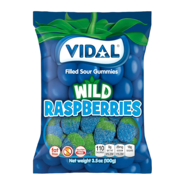 Vidal Sour Wild Raspberries Candy Peg Bag (100g) - Spain