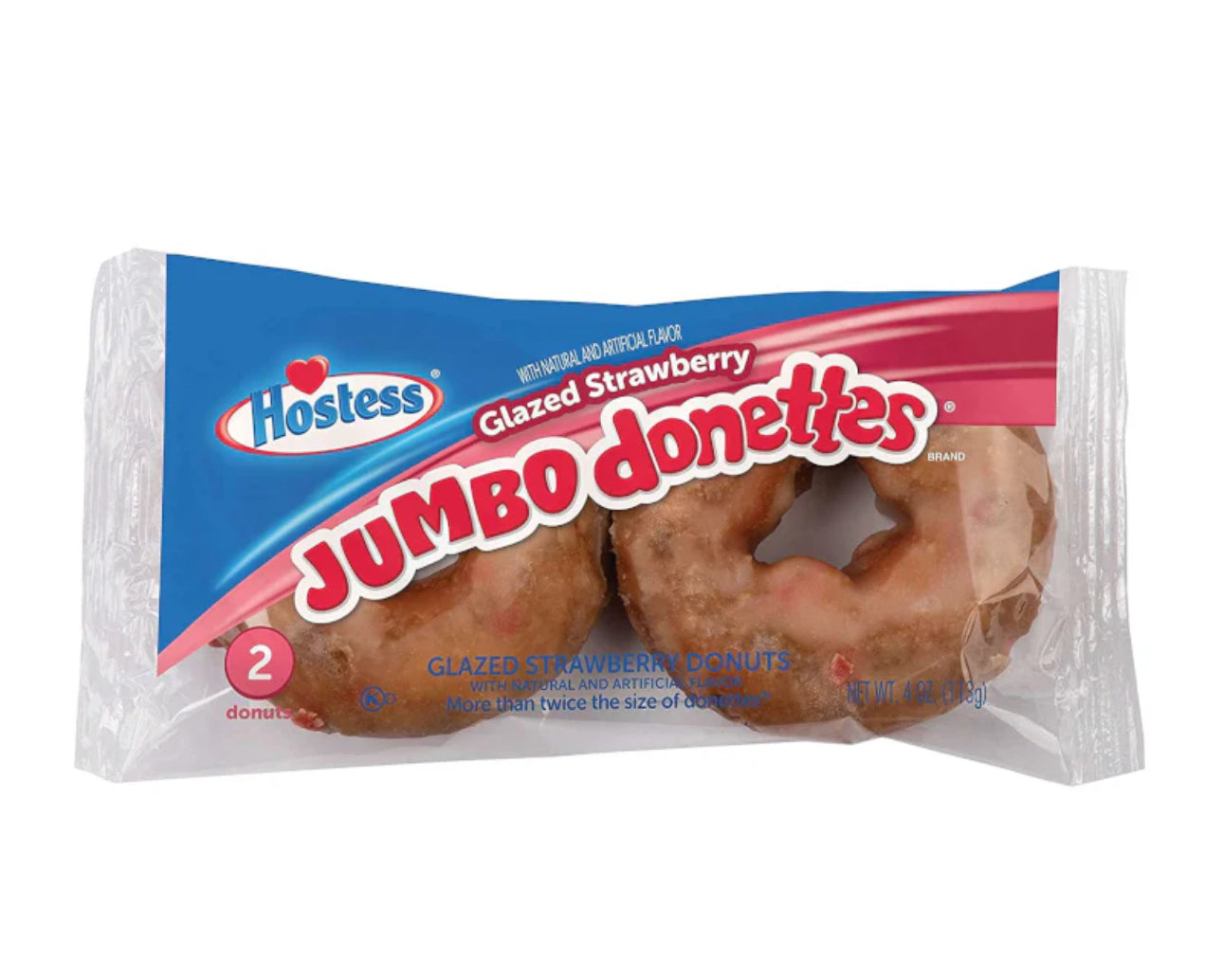 Hostess Glazed Strawberry Jumbo Donettes 2-Pack (113g) - America