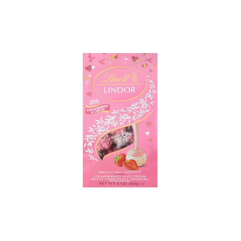Lindt Lindor Valentines Limited Edition Strawberries and Cream White Chocolate Truffles (144g) - America