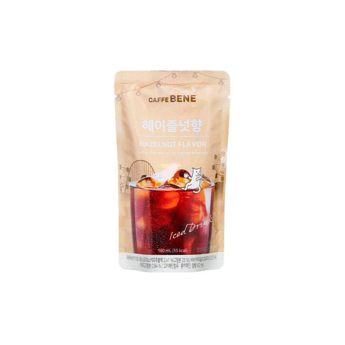 Caffe Bene Hazelnut Flavor Iced Coffee Pouch (190ml) - Korea