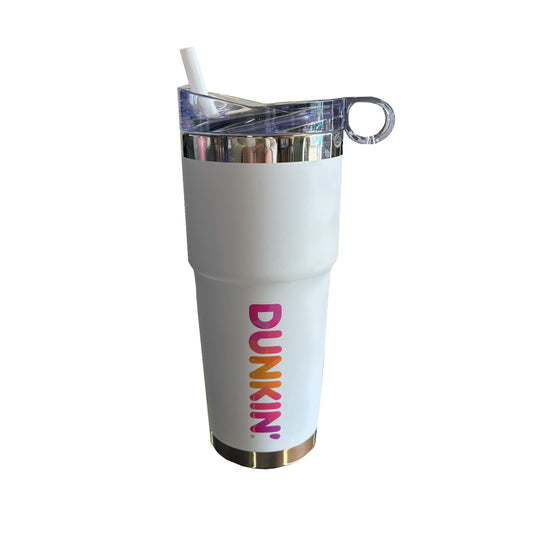 Dunkin’ 32oz White & Pink/Orange/Purple Logo Insulated Stainless Steel Tumbler (32oz) - America