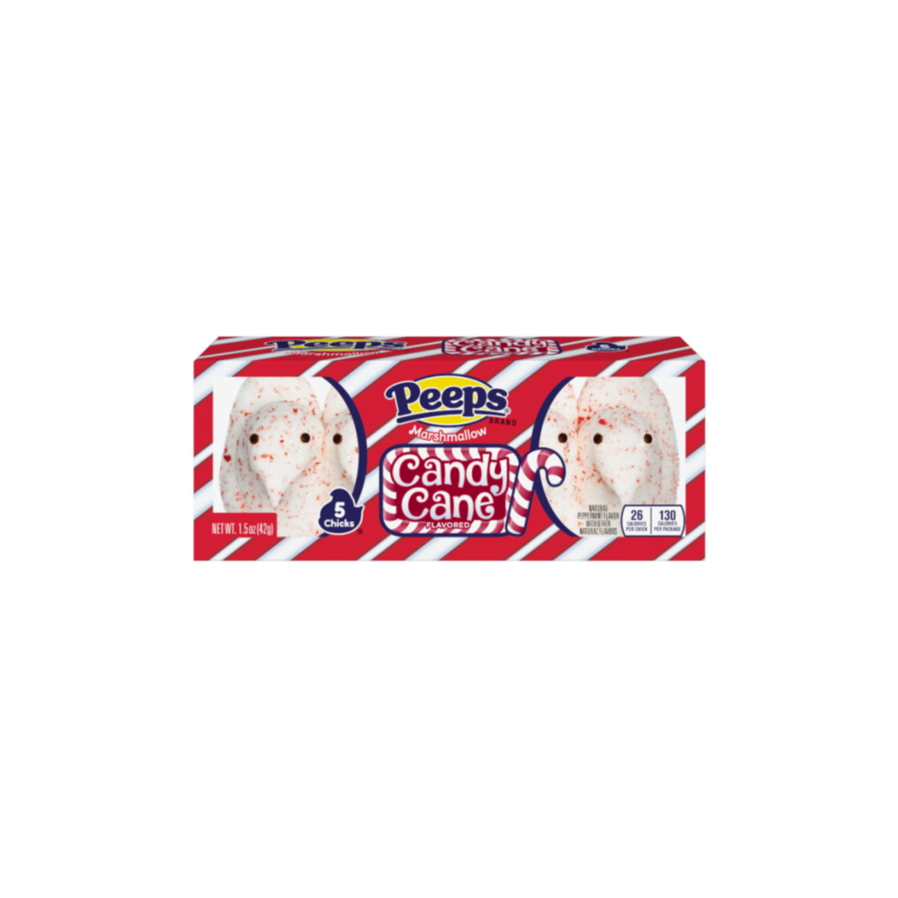 Peeps Christmas Candy Cane Marshmallow Chicks 5-Pack (42g) - America