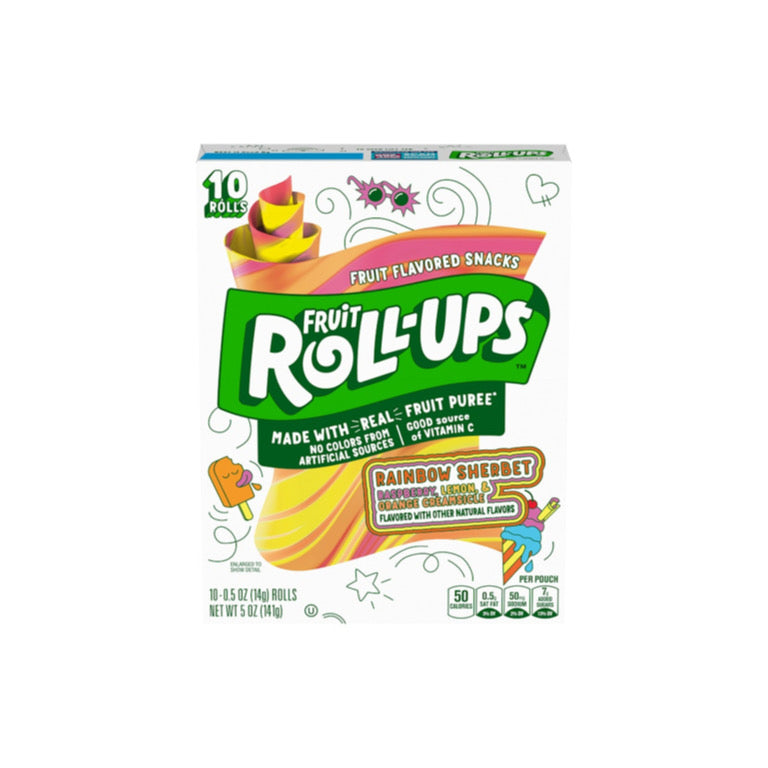 NEW- Betty Crocker Fruit Roll Ups Rainbow Sherbet (141g) - America