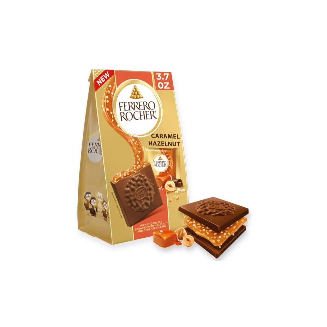 Ferrero Rocher Premium Caramel Hazelnut Chocolate Squares, Individually Wrapped Chocolates (105g) - America