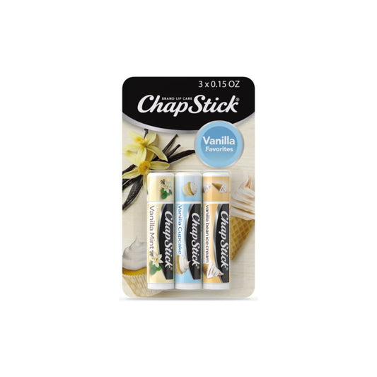 Chap Stick Vanilla Favorites Vanilla Mint, Vanilla Bean Ice Cream, Vanilla Cupcake Lip Balm 3ct (12g) - America