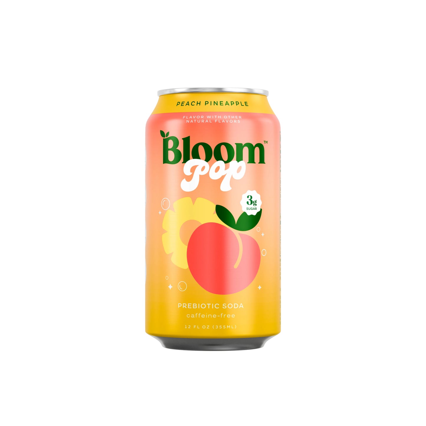 Bloom Pop Peach Pineapple Prebiotic Soda (355ml) - America