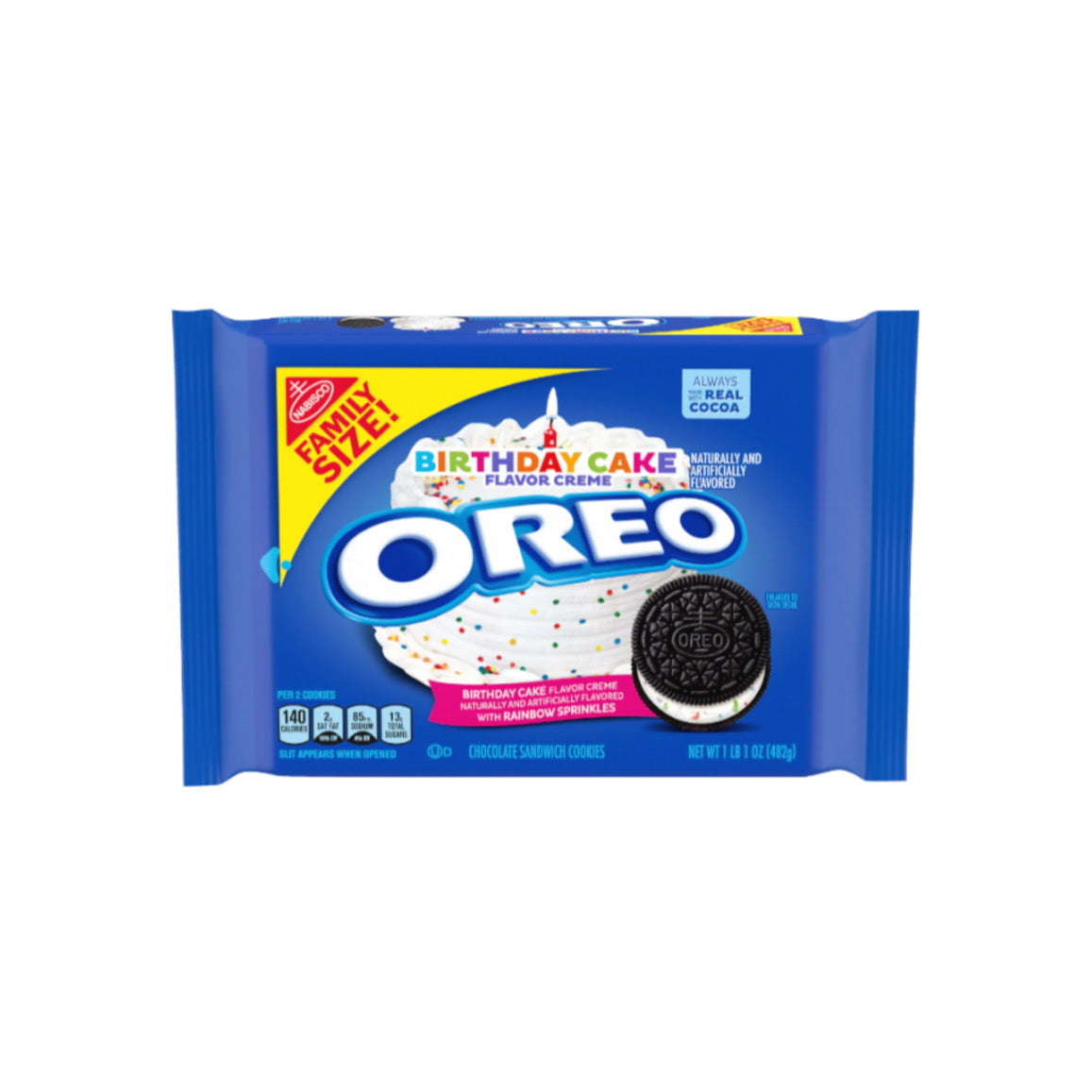 Oreo Birthday Cake Family Size Chocolate Sandwich Cookies (482g) - America