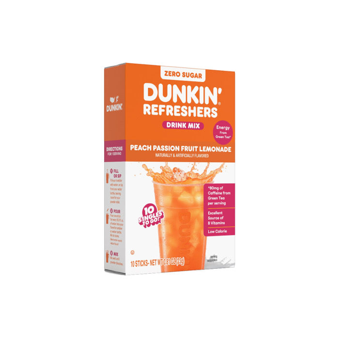 Dunkin’ Refreshers Peach Passion Fruit Lemonade Singles To Go Drink Mix 10-Pack (27g) - America
