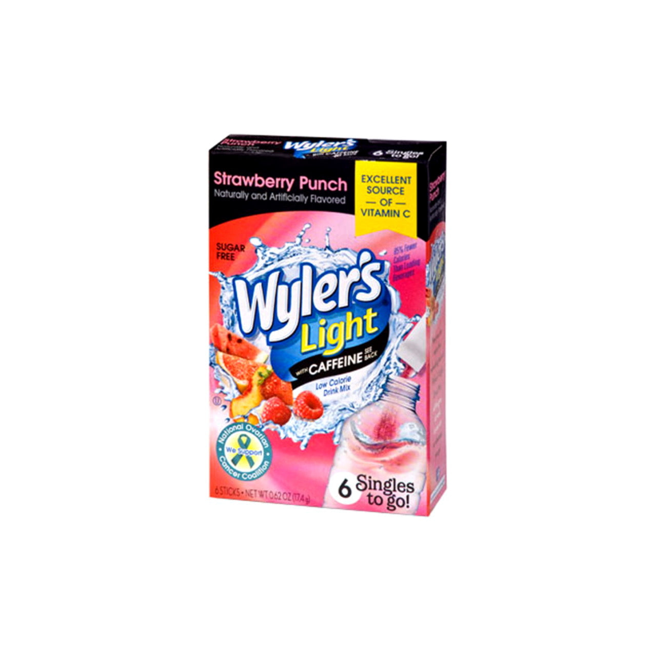 Wyler's Light with Caffeine Singles To Go Strawberry Punch Drink Mix 6-Pack (15g) - America