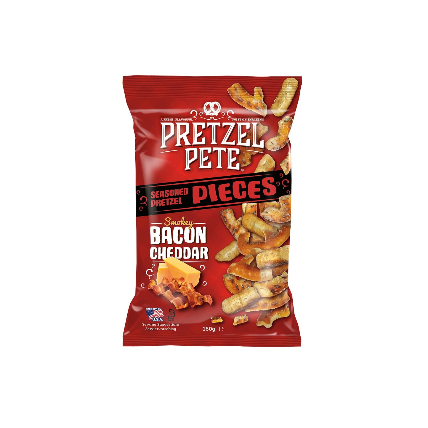 Pretzel Pete Smokey Bacon Cheddar Pretzel Pieces (160g) - America