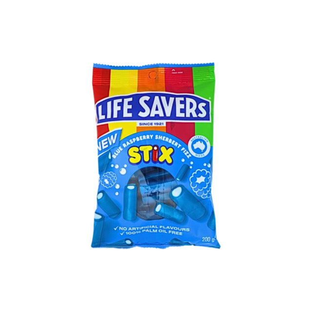 Lifesavers NEW Blue Raspberry Sherbet Fizz Stix Candy Peg Bag (200g) - Australia