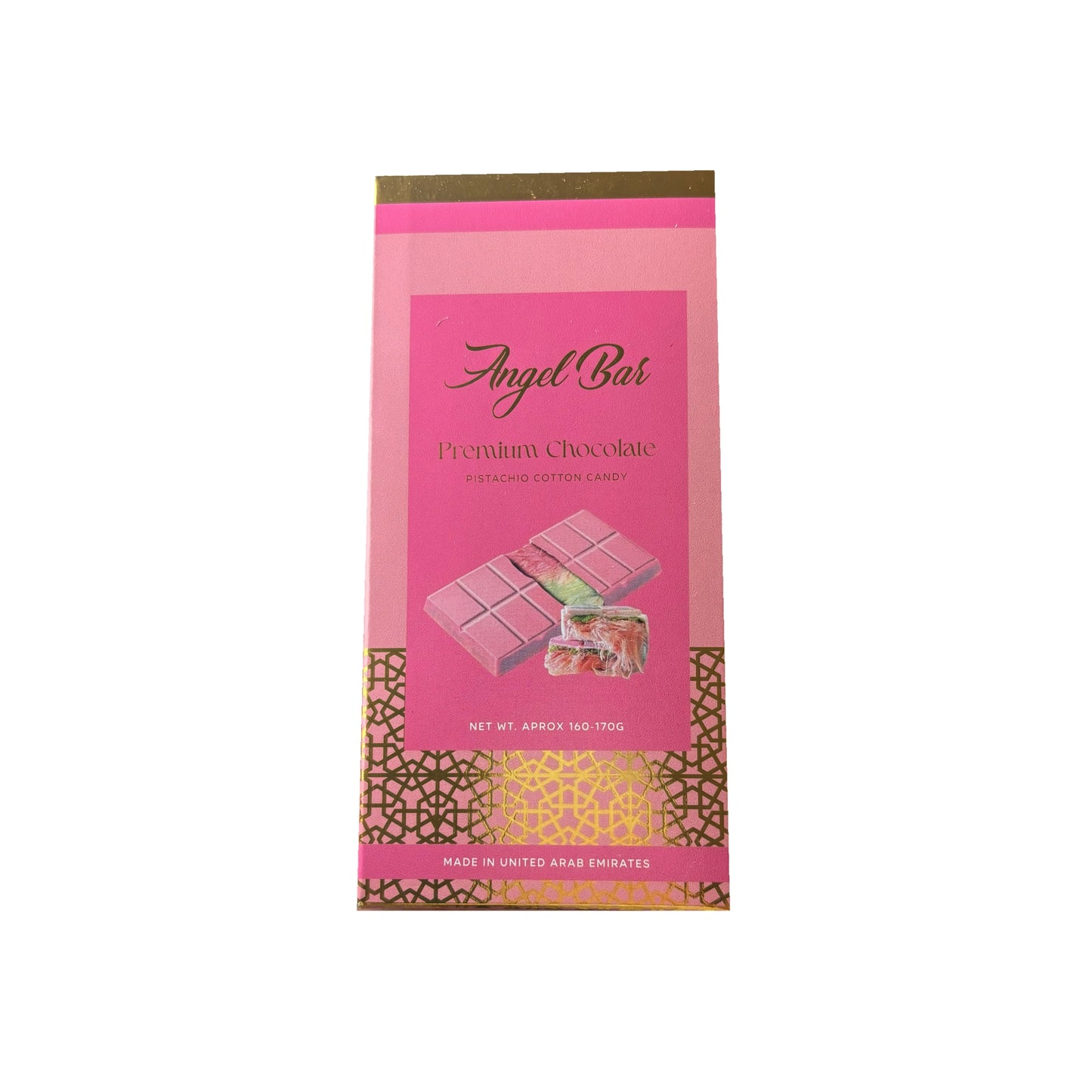 Angel Bar Premium Chocolate Pistachio & Cotton Candy Bar (160g) - Dubai