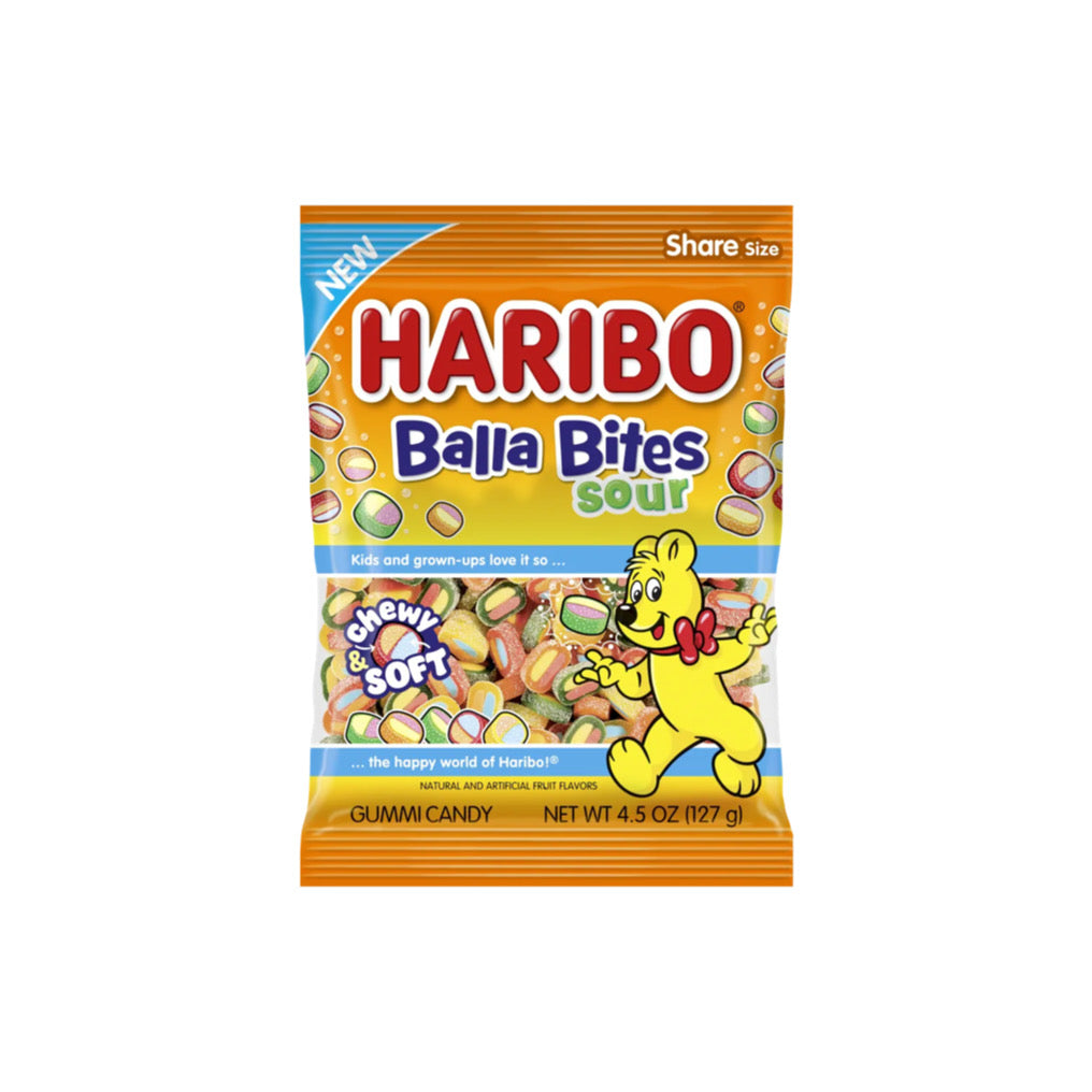 Haribo Balla Bites Sour Gummy Candy Peg Bag (127g) - America