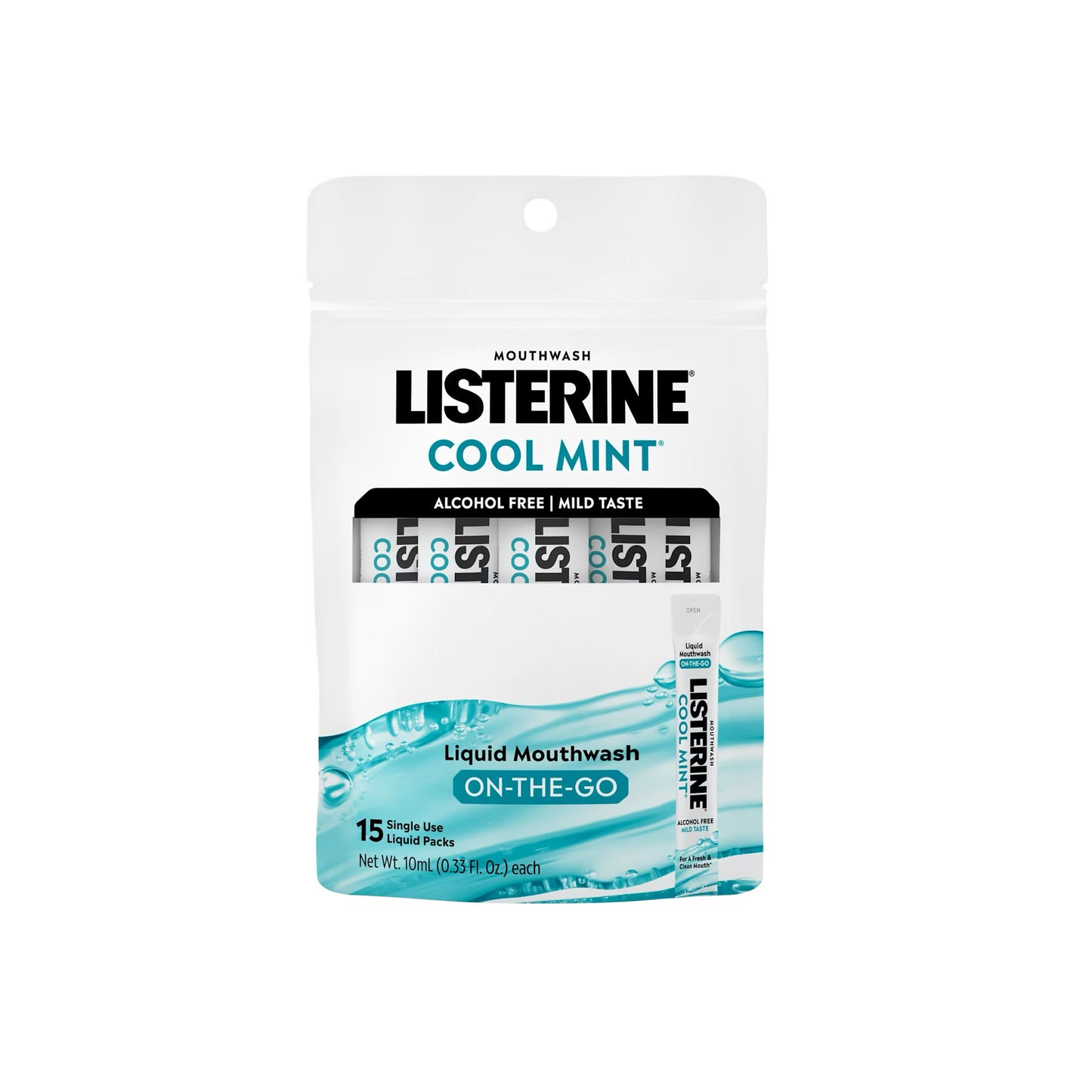 Listerine Cool Mint On-The-Go Liquid Mouthwash 15-Pack (10ml) - America