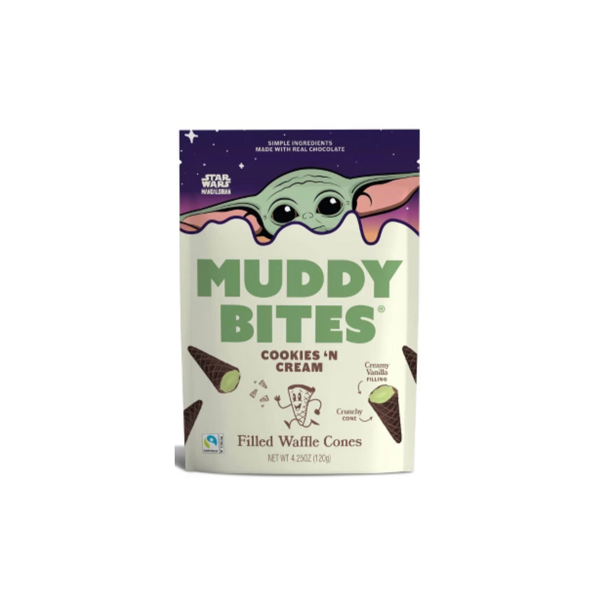 Muddy Bites Star Wars Mandalorian Cookies ‘N Cream Filled Waffle Cones (120g) - America