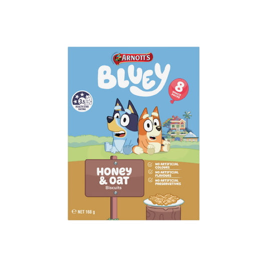 Arnott’s Bluey Honey & Oat Biscuits 8-Pack (168g) - Australia