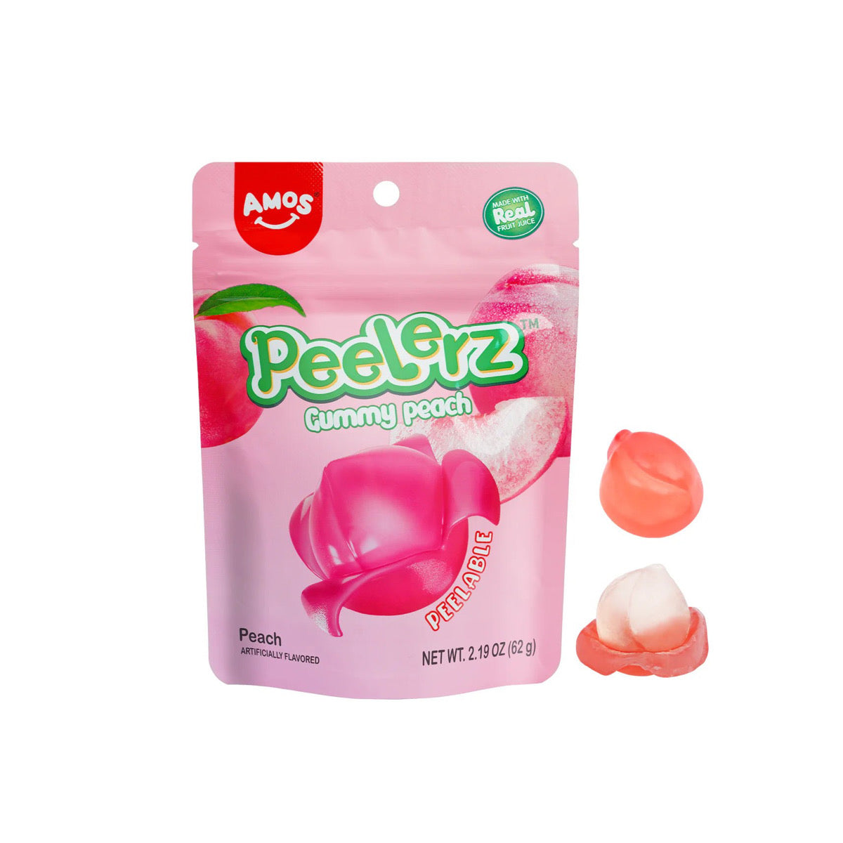 Amos Peelerz Gummy Peach Peg Bag (170g) - America