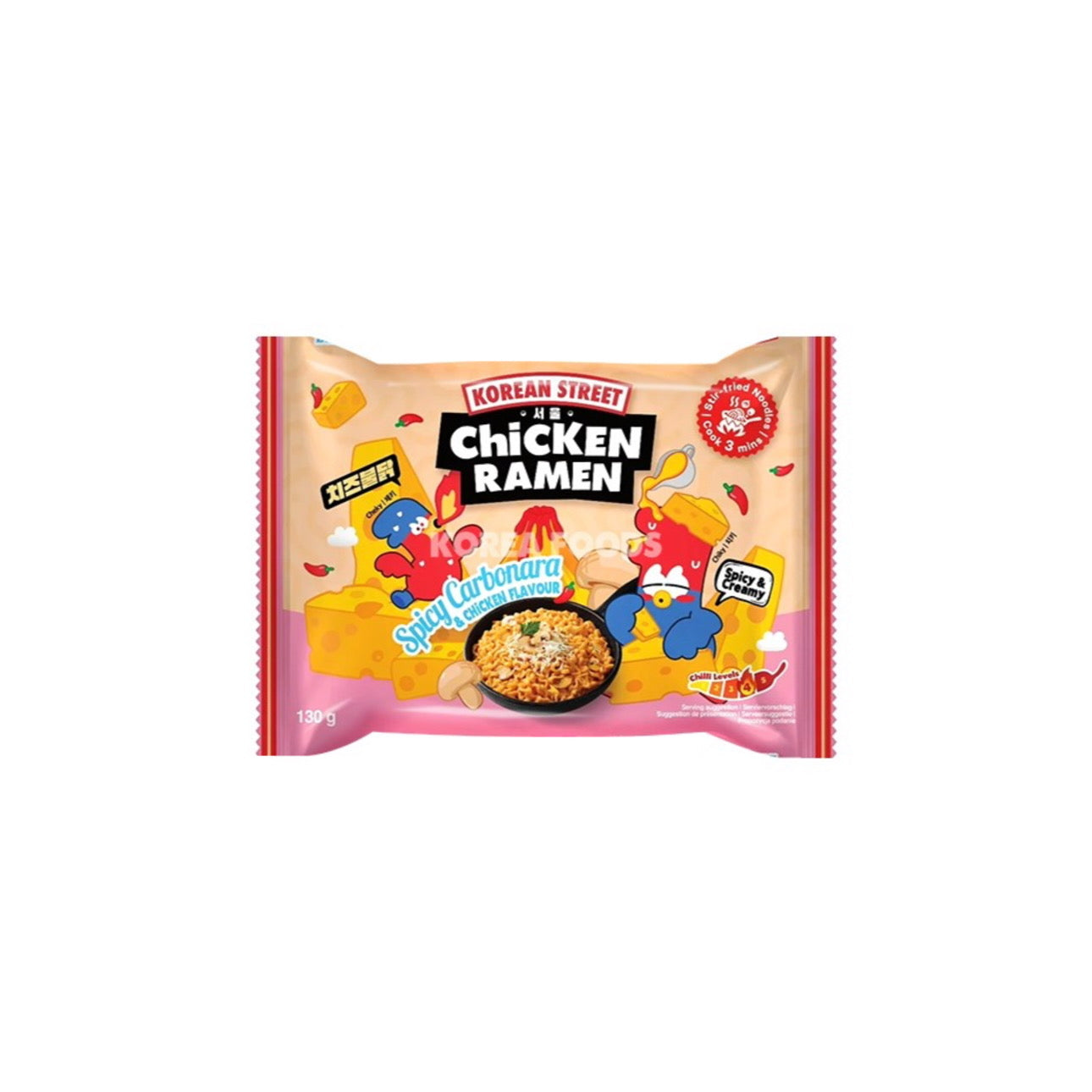 Korean Street Chicken Ramen Spicy Carbonara & Chicken (130g) - Korea
