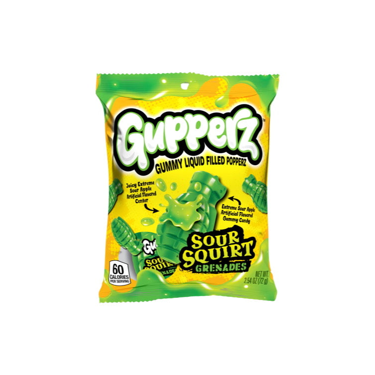 Gupperz Sour Squirt Grenades Filled Popperz Peg Bag (72g) - America