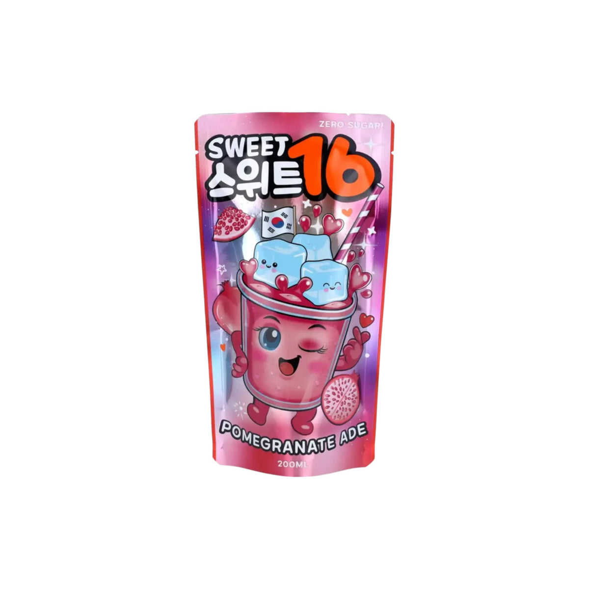 Sweet 16 Pomegranate Ade Zero Sugar Drink Pouch (200ml) - Korea