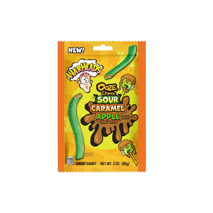 Warheads Ooze Chewz Sour Caramel Apple Filled Ropes (85g) - America