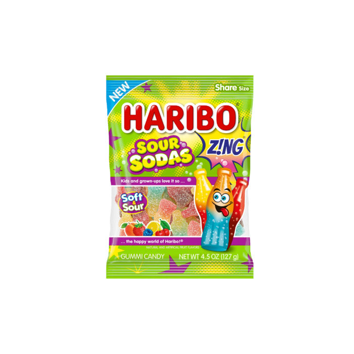 Haribo Zing Sour Sodas Candy Peg Bag (128g) - America