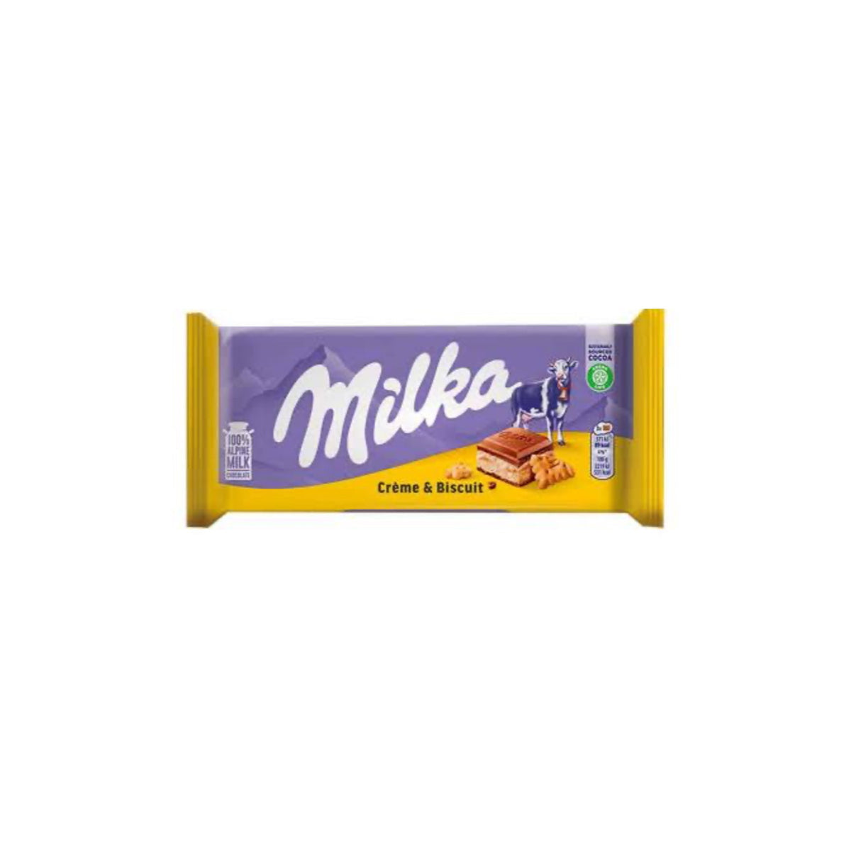 Milka Cream & Biscuit Chocolate Bar (100g) - Poland