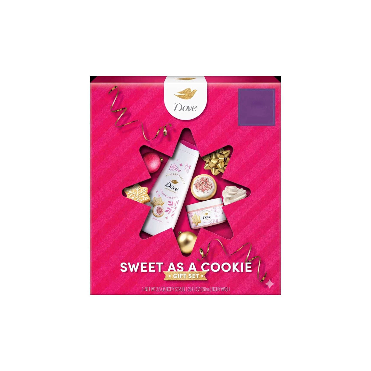 Dove Sweet As A Cookie Christmas Gift Set (1x Sugar Cookie Sprinkle Body Wash 591ml & 1x Sugar Cookie Sprinkle Body Scrub 99g) (690g) - America