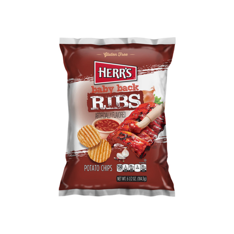 Herr’s Baby Back Ribs Potato Chips Large Bag (184g) - America