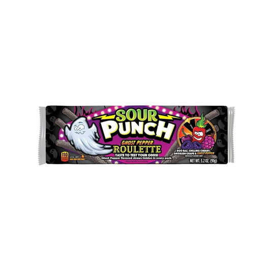 Sour Punch Halloween Ghost Pepper Roulette Candy Straws (91g) - America