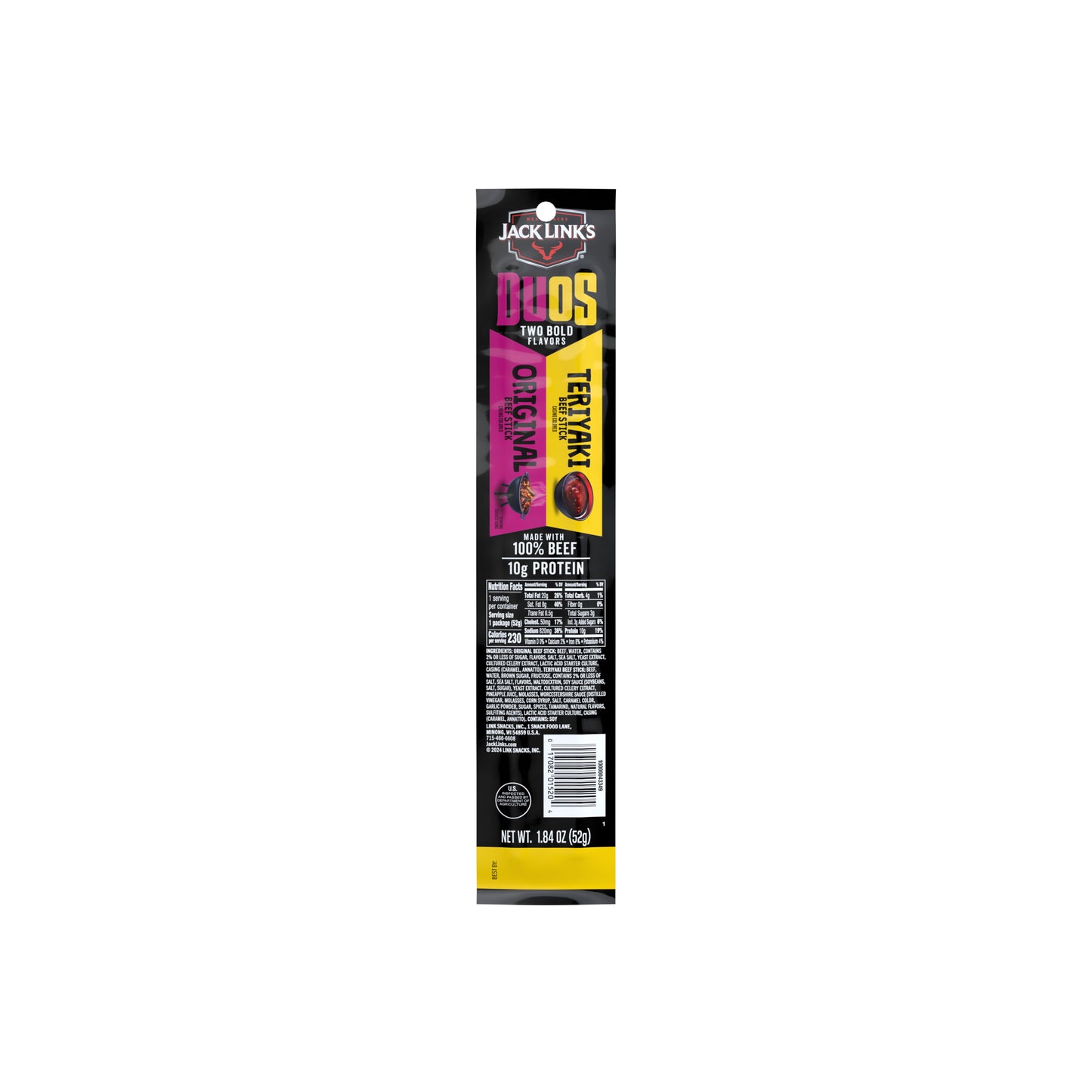 Jack Link's Duos Original+Teriyaki Beef Sticks (52g) - America