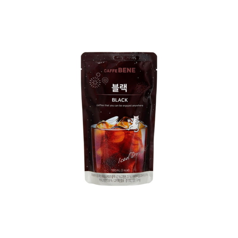 Caffe Bene Black Iced Coffee Pouch (190ml) - Korea