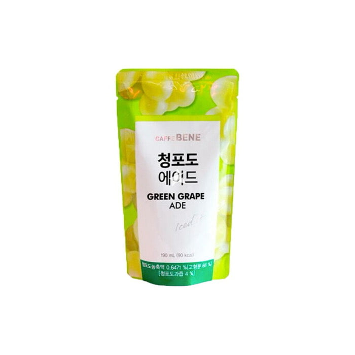 Caffe Bene Green Grape Ade Iced Drink Pouch (190ml) - Korea
