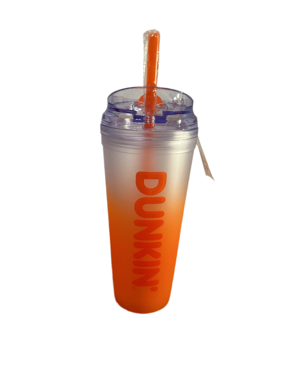 Dunkin Summer 2024 Ombré Plastic Insulated Tumbler 24oz Iced Coffee Orange