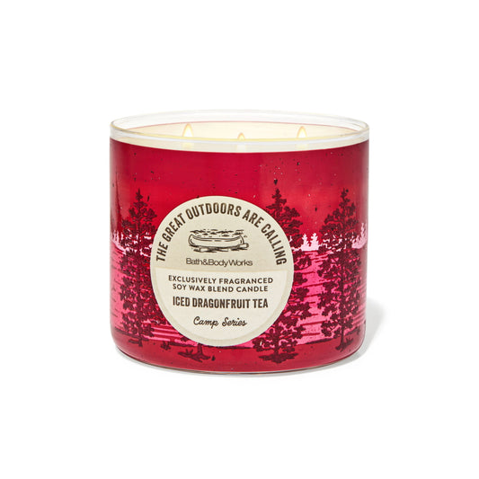 Bath and Body Works Camp Series Iced Dragonfruit Tea (The Great Outdoors Are Calling) Triple Wick Candle (411g) - America