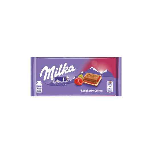 Milka Raspberry Creme Chocolate Bar (100g) - Poland