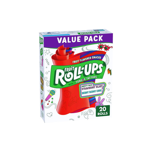 Betty Crocker Fruit Roll-Ups Variety Pack Strawberry Blast & Berry Berry Cool Value 20-Pack (283g) - America