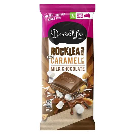 Darrell Lea Rocklea Road With Caramel Bits Milk Chocolate Block (160g) - Australia