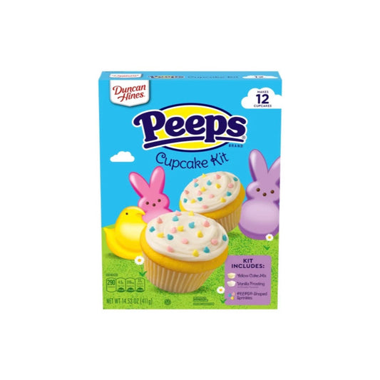 Duncan Hines Peeps Cupcake Mix and Frosting Kit with Peeps Shaped Sprinkles (411g) - America