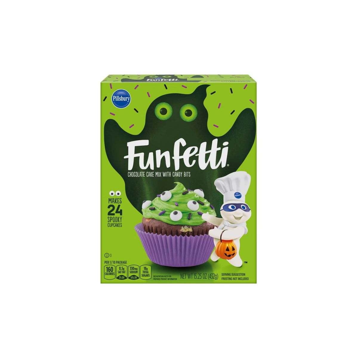 Pillsbury Halloween Funfetti Green Chocolate Cake Mix With Candy Bits (432g) - America