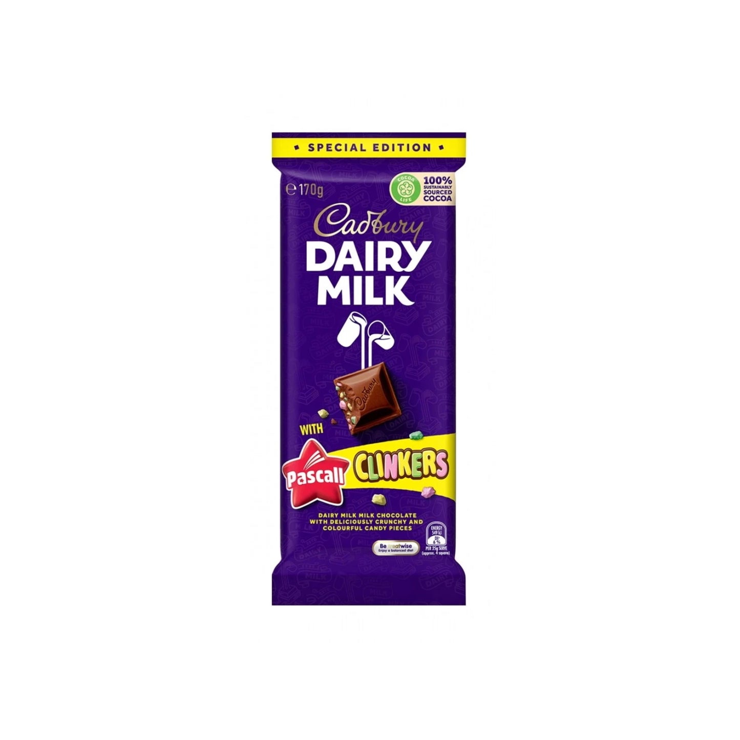 Cadbury Dairy Milk Pascall Clinkers Large Chocolate Bar (170g) - Australia