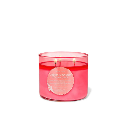 Bath & Body Works White Barn Cherry Blossom Pound Cake  3 Wick Candle (411g) - America