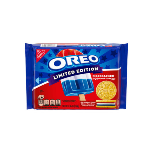 Oreo Limited Edition Firecracker Pop Blue Raspberry, Lemon & Cherry Creme Sandwich Cookies (324g) - America