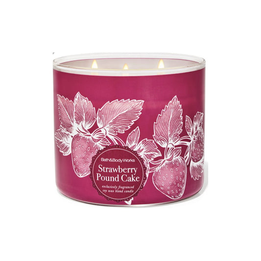 Bath and Body Works Strawberry Pound Cake 3 Wick Scented Candle (411g) - America