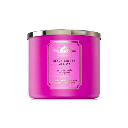 Bath & Body Works White Barn Black Cherry Merlot 3 Wick Candle (411g) - America