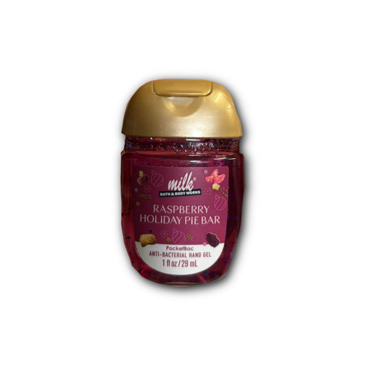 Bath & Body Works Pocket Bac Anti Bacterial Hand Gel Fresh Milk Raspberry Holiday Pie Bar (29ml) - America