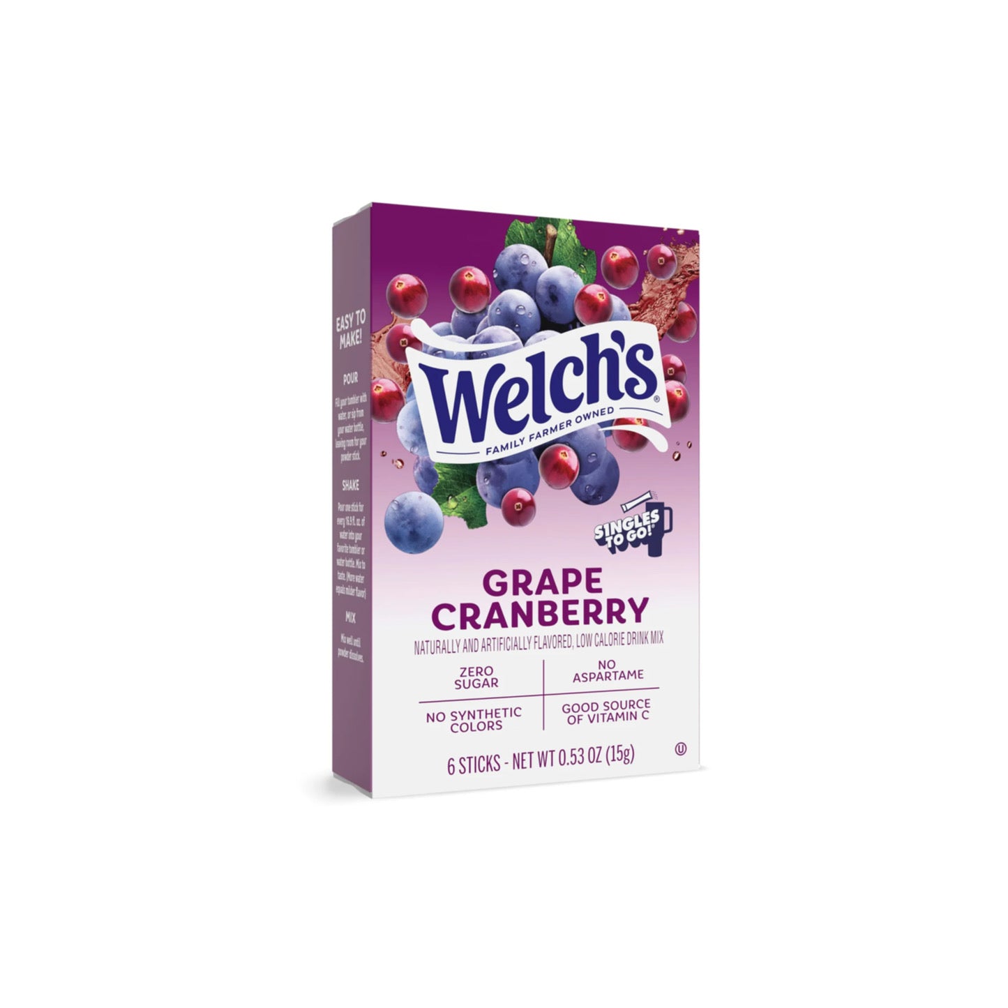 Welch’s Singles To Go Drink Mix Sachets Grape Cranberry 6- Pack - America