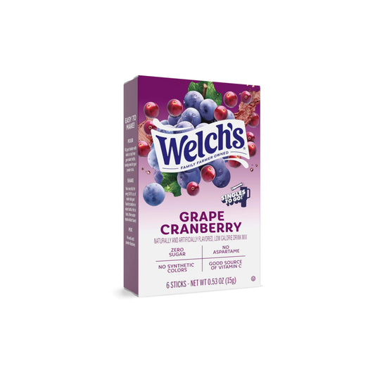 Welch’s Singles To Go Drink Mix Sachets Grape Cranberry 6- Pack - America